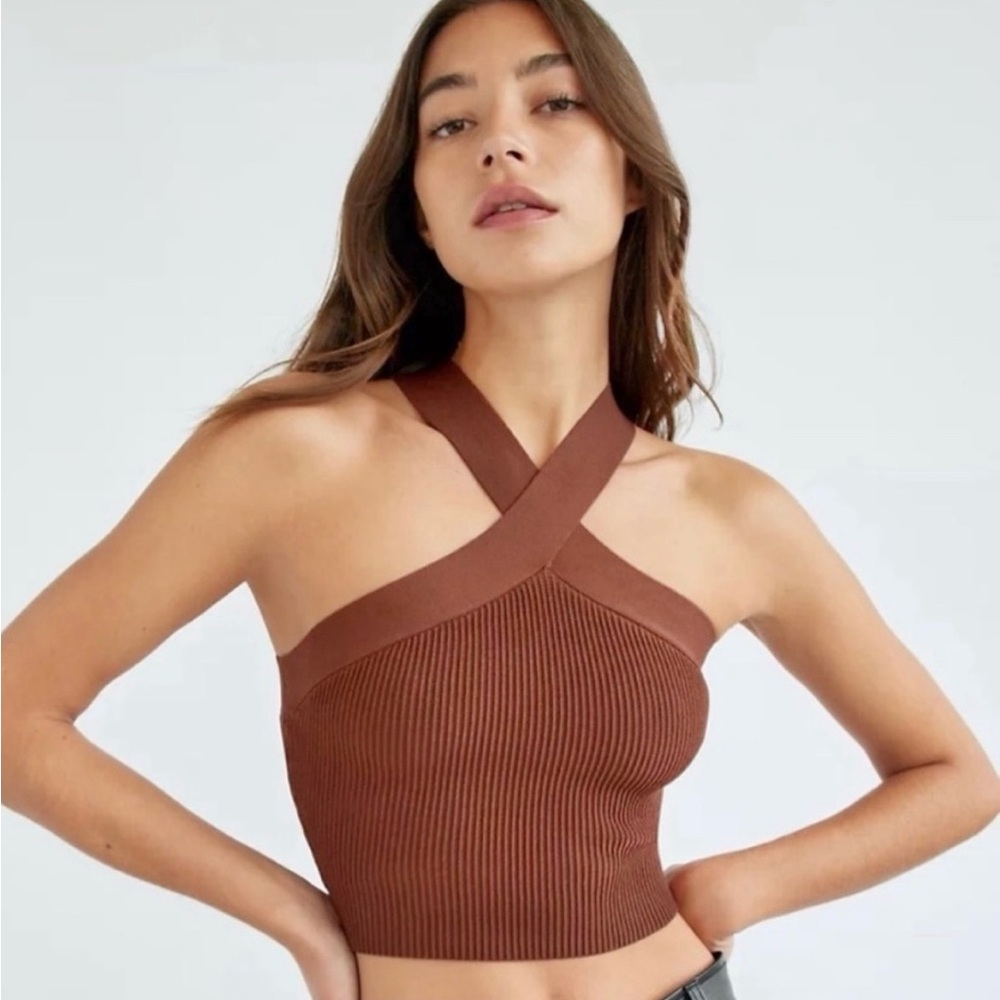 nwot Babaton sculpt knit criss cross crop tank XL